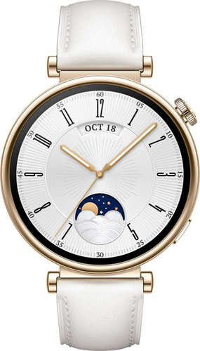 55020BJB HUAWEI WATCH GT4 41 mm Gold/White leather strap